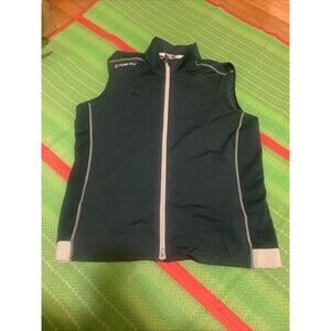 Green and Silver PUMA Zip Up Golf Vest size Large Active wear moisture wicking